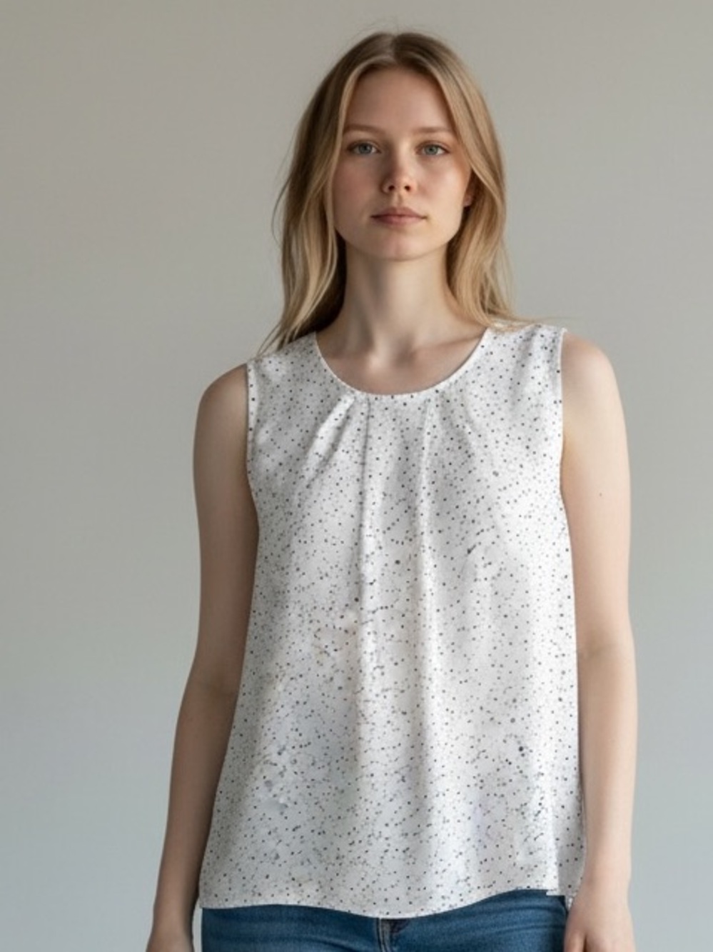LOFT Petite XXSP Cream Sleeveless Blouse Flowy Tank Top Work Casual